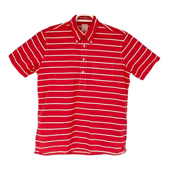 Brook Brothers Striped Shirt Mens Button Up Short Sleeves Sz‎ Medium M - Picture 1 of 9
